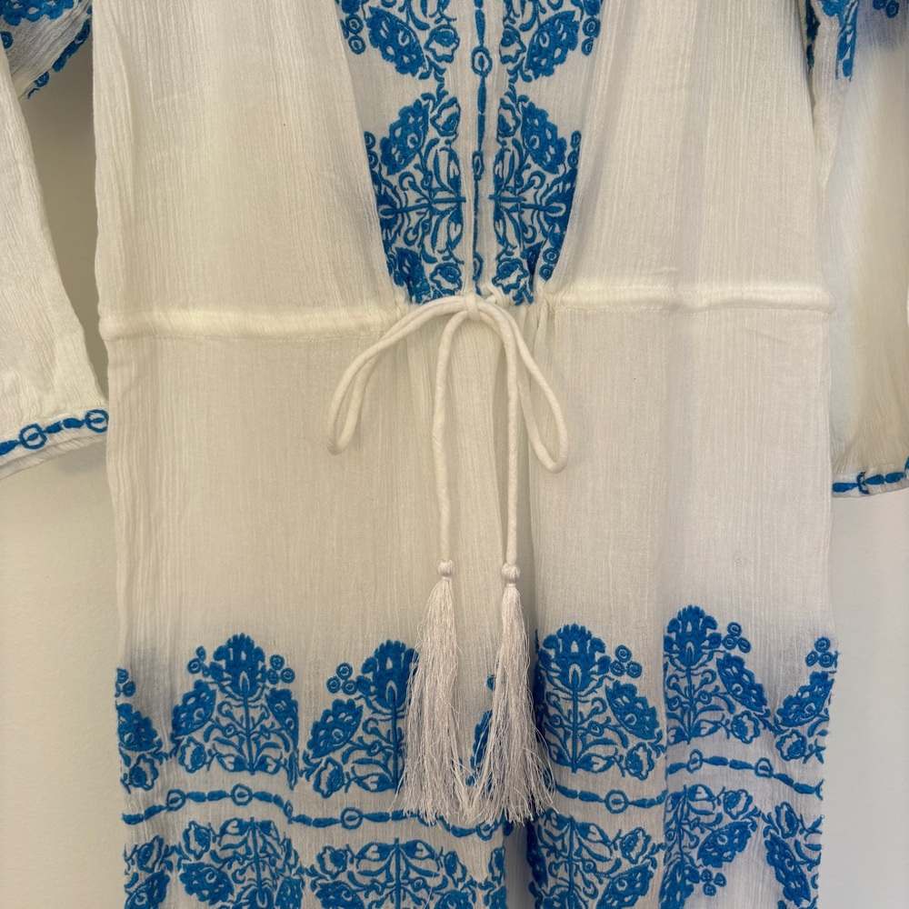 Melissa Odabash Ellie Embroidered Long Sleeves Belted Midi Dress - Picture 8 of 12